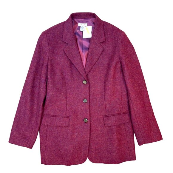 NWT Talbots 100% Wool Blazer Jacket Cranberry Crest Buttons Made in USA 16 - Picture 2 of 16